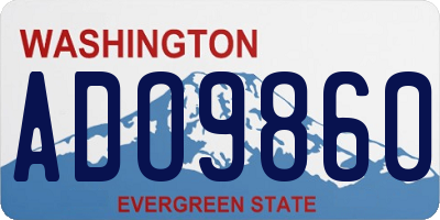 WA license plate ADO9860