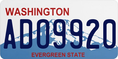 WA license plate ADO9920