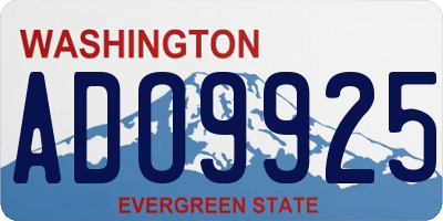 WA license plate ADO9925