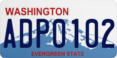 WA license plate ADP0102