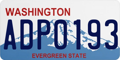 WA license plate ADP0193