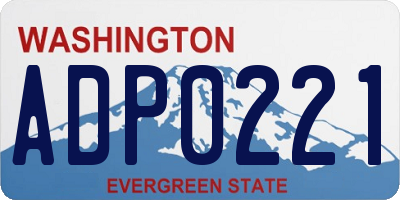 WA license plate ADP0221