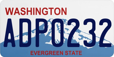 WA license plate ADP0232