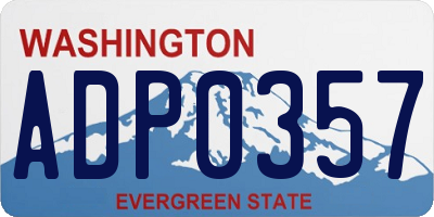 WA license plate ADP0357