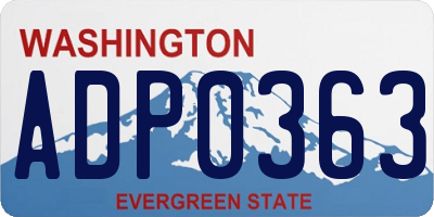 WA license plate ADP0363