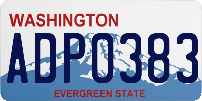 WA license plate ADP0383