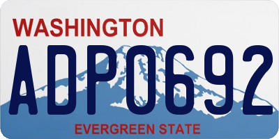WA license plate ADP0692
