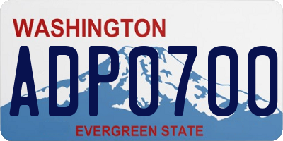 WA license plate ADP0700