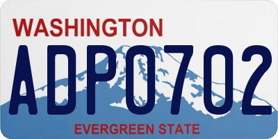 WA license plate ADP0702