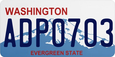 WA license plate ADP0703