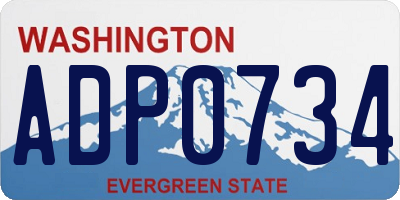 WA license plate ADP0734