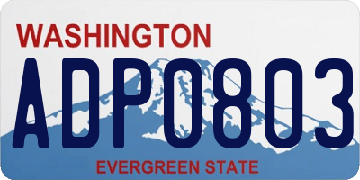 WA license plate ADP0803