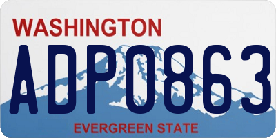 WA license plate ADP0863