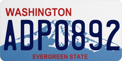 WA license plate ADP0892