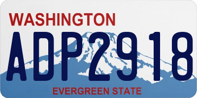 WA license plate ADP2918