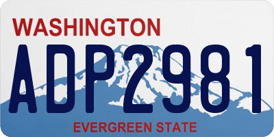 WA license plate ADP2981