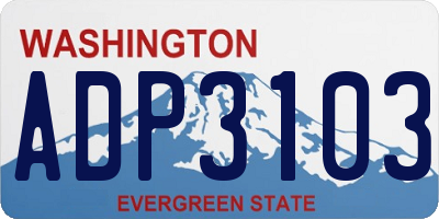 WA license plate ADP3103