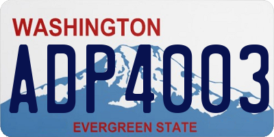 WA license plate ADP4003