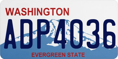 WA license plate ADP4036