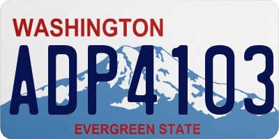 WA license plate ADP4103