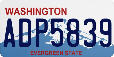 WA license plate ADP5839