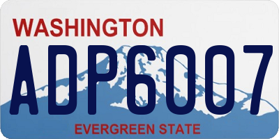WA license plate ADP6007