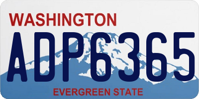 WA license plate ADP6365
