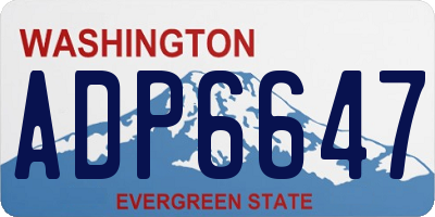WA license plate ADP6647