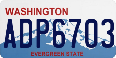 WA license plate ADP6703