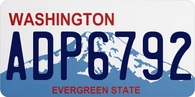 WA license plate ADP6792