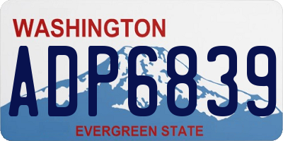 WA license plate ADP6839