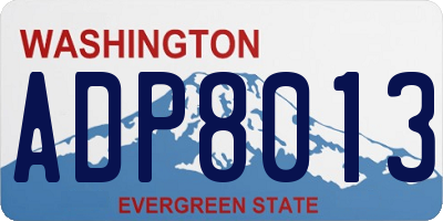WA license plate ADP8013