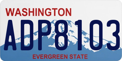 WA license plate ADP8103