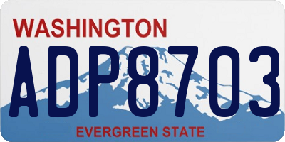 WA license plate ADP8703