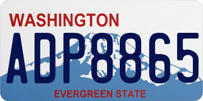 WA license plate ADP8865