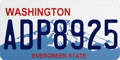 WA license plate ADP8925