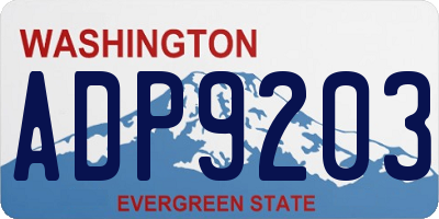 WA license plate ADP9203