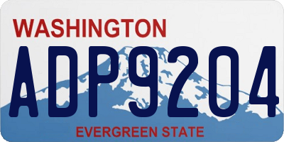 WA license plate ADP9204
