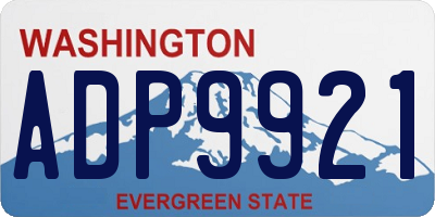WA license plate ADP9921