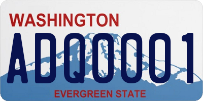 WA license plate ADQ0001