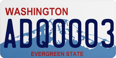 WA license plate ADQ0003