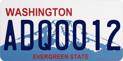 WA license plate ADQ0012