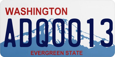 WA license plate ADQ0013