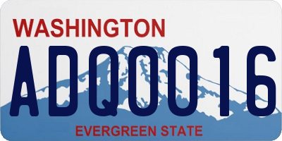 WA license plate ADQ0016