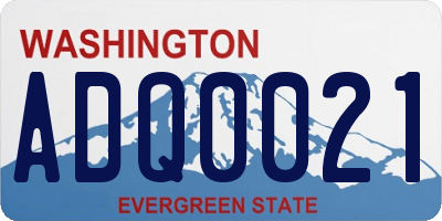 WA license plate ADQ0021