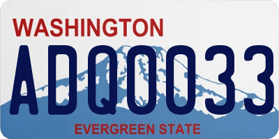 WA license plate ADQ0033
