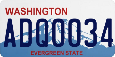 WA license plate ADQ0034