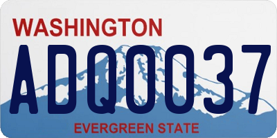 WA license plate ADQ0037