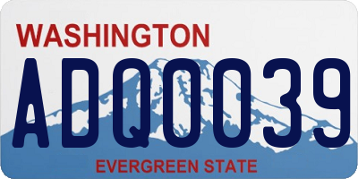 WA license plate ADQ0039