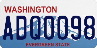 WA license plate ADQ0098